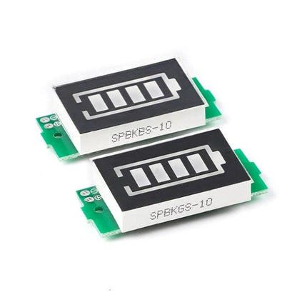 Lithium Battery Fuel Gauge Display in Green and Blue showing four-level LED battery icon for e-bikes and solar setups