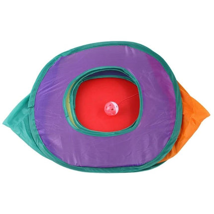 This foldable cat tunnel enhances daily home play for pets - colorful collapsible cat tunnel with ball toy for indoor activity