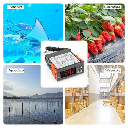 Aquarium Temperature Controller with Heating and Cooling Switch digital thermostat for aquariums, aquaculture, greenhouses and warehouses