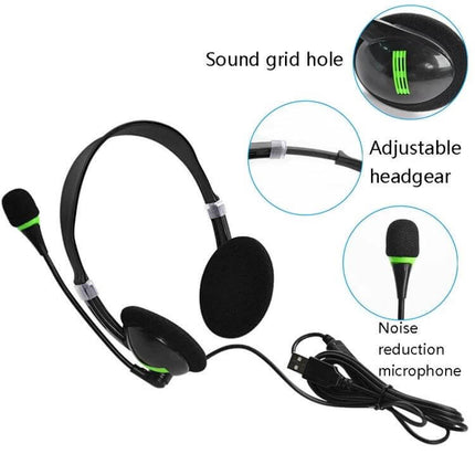 USB Headset With Microphone For Computer Calls And Home Use wired USB headphones with mic, adjustable headgear, noise reduction