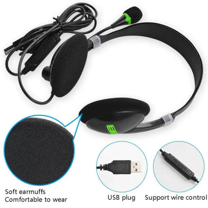 USB Headset With Microphone For Computer Calls And Home Use lightweight wired USB headset with mic for clear calls