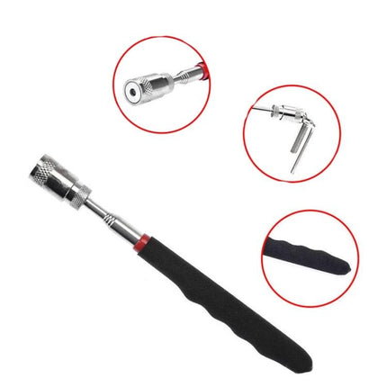 Handy Magnetic Tool for Retrieving Items in Daily Repairs — extendable pick with LED light and foam grip