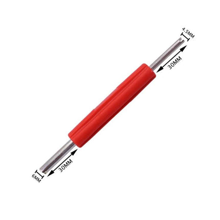 A Wrench for Everyday Car Tire and AC Upkeep Tasks – compact red-handled valve core and AC service tool, dual-ended 4.5mm/6mm tips, 30mm shafts