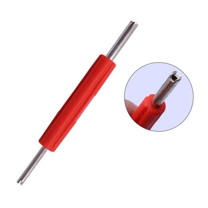 A Wrench for Everyday Car Tire and AC Upkeep Tasks - compact red-handled valve core and AC adjustment tool