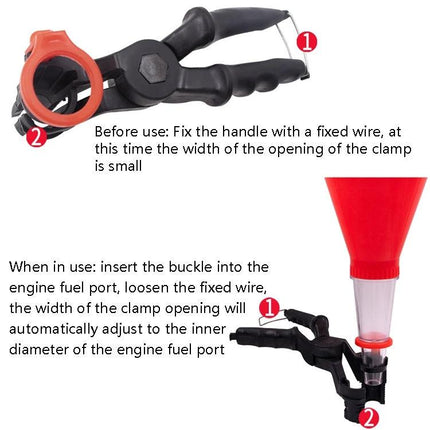 Oil Funnel for Routine Car Maintenance at Home - transparent funnel with clamp and adjustable handle to prevent spills and monitor oil flow