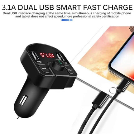 Car Bluetooth MP3 Dual USB Charger For In Car Audio compact Bluetooth 5.0 FM transmitter with dual USB charging and TF/USB music playback