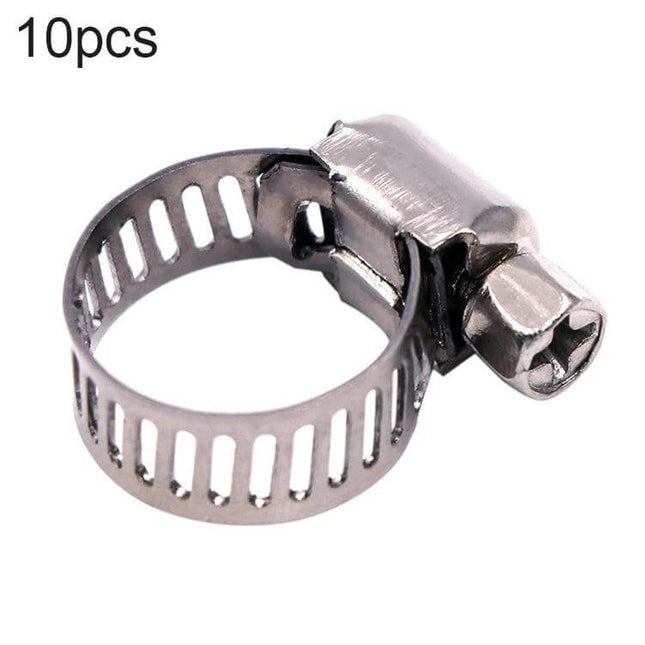 Stainless Steel Water Pipe Hose Clamp 10 Piece Set single screw closure clamp for plumbing and automotive use