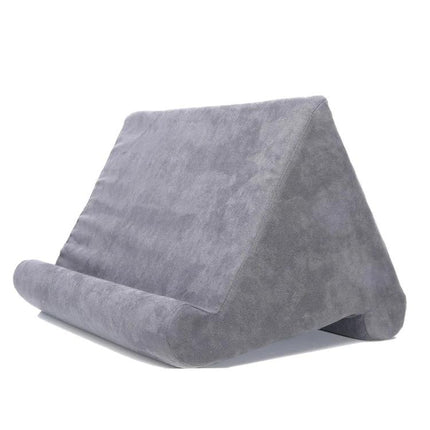 Comfortable Multi-Angle Pillow Holder for Tablets and Mobile Phones, 27x25x23 cm - gray triangular stand for reading and video viewing