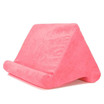 Comfortable Multi-Angle Pillow Holder for Tablets and Mobile Phones, 27x25x23 cm - pink plush tablet and phone stand