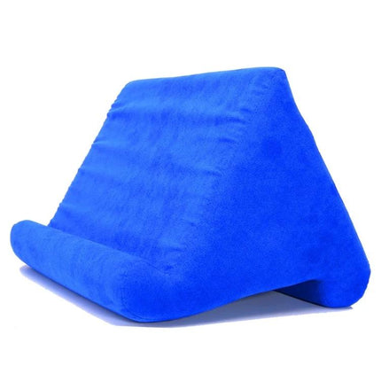 Comfortable Multi-Angle Pillow Holder for Tablets and Mobile Phones, 27x25x23 cm - blue supportive tablet and phone stand for bed and couch