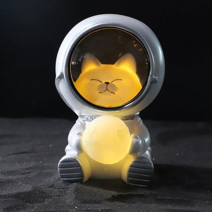Decorative Resin Planet Night Light for Home Atmosphere - astronaut cat resin night light with soft warm glow perfect for bedside or kids' room