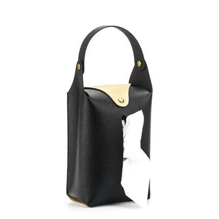 Suspended Car Hand Paper Towel Bag - Assorted Colors black PU hanging tissue holder for car or small spaces