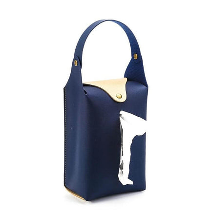 Suspended Car Hand Paper Towel Bag - Assorted Colors navy PU hanging tissue holder for car, office or living room, soft fabric finish, compact 12x24x8