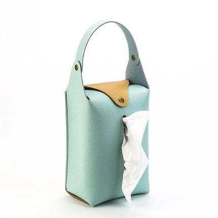 Suspended Car Hand Paper Towel Bag - Assorted Colors teal PU fabric hanging tissue holder for car and small spaces