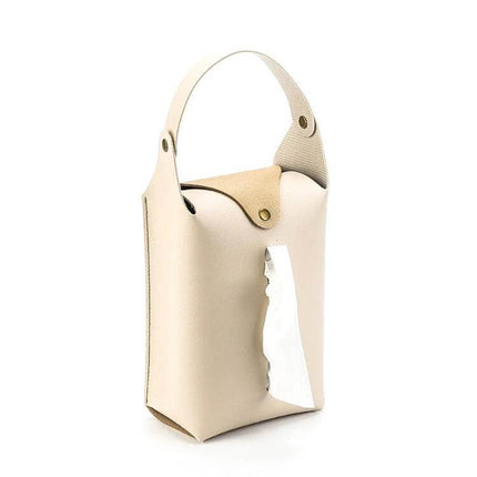 Suspended Car Hand Paper Towel Bag - Assorted Colors beige PU hanging dispenser for car and small spaces