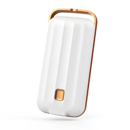 Hanging Neck Negative Ion Air Purifier Portable For Daily Use white portable device with gold accents, lanyard-ready for commuting and travel