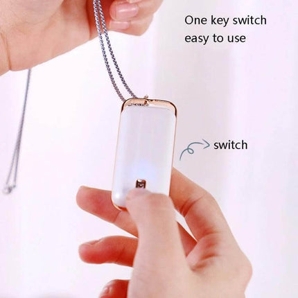 Hanging Neck Negative Ion Air Purifier Portable For Daily Use - compact white pendant with lanyard showing one-key switch