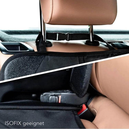 Child Car Seat Anti Skid Protection Pad Waterproof For Everyday Use showing secure headrest straps and ISOFIX seat coverage