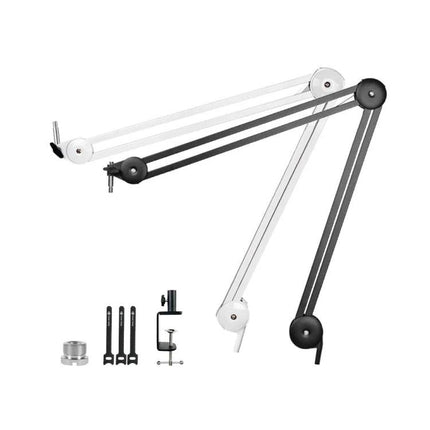 Desktop Microphone Stand for Everyday Home Recordings - adjustable scissor arm with clamp and cable ties for podcasting, streaming, video calls