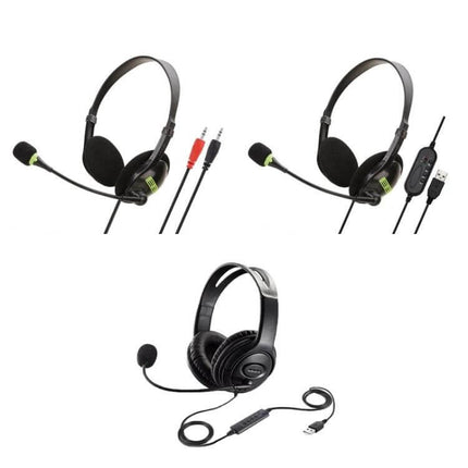 Wired Headset With Headband And Microphone For Calls And Meetings, lightweight ABS, USB and jack options