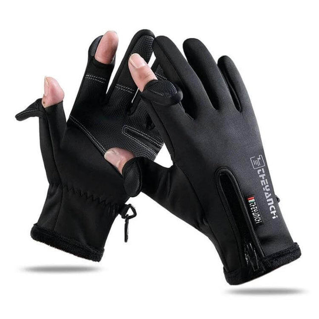 Outdoor Riding Gloves With Touchscreen Size M to XXL - black windproof water-repellent cycling gloves with velvet lining and touchscreen fingertips