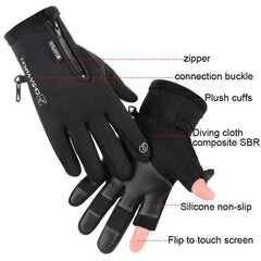 Guantes sin dedos con pantalla táctil listos para el invierno para deportes al aire libre y pesca