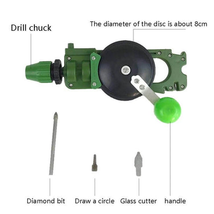 Hand Operated Hole Puncher For Glass And Household Use compact alloy steel manual drill with diamond bit glass cutter and handle