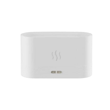 Flame Aroma Diffuser Night Light Humidifier White For Home Use compact white unit with simulated flame light and 180ml tank for nightstand ambiance