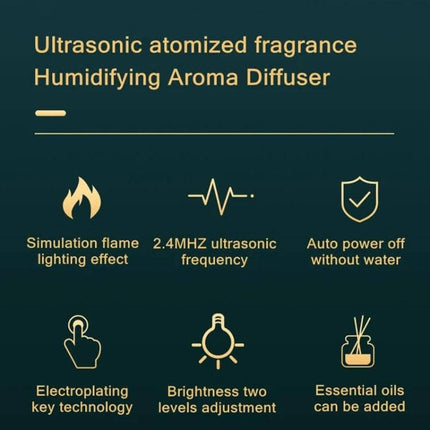 Flame Aroma Diffuser Night Light Humidifier White For Home Use - white simulated flame diffuser with 180ml tank, two brightness levels, auto shut-off