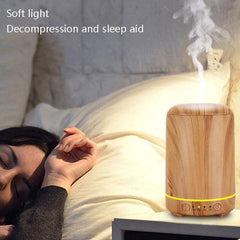 Wood Grain USB Aromatherapy Air Purifier with Colorful Night Light