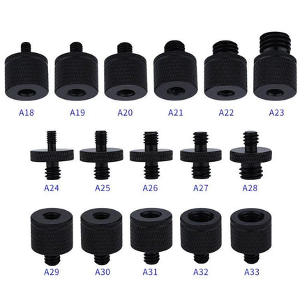 Aluminum Alloy Screw Adapters for Thread Connections - assorted black camera tripod screw adapters set, rust‑resistant aluminum alloy, secure threaded attachments