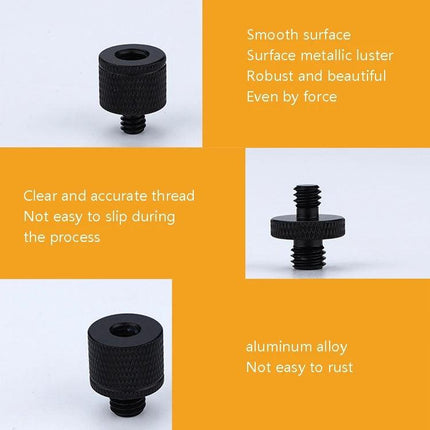 Aluminum Alloy Screw Adapters for Thread Connections - black knurled camera tripod thread adapter, rust-resistant aluminum alloy, precise secure fit