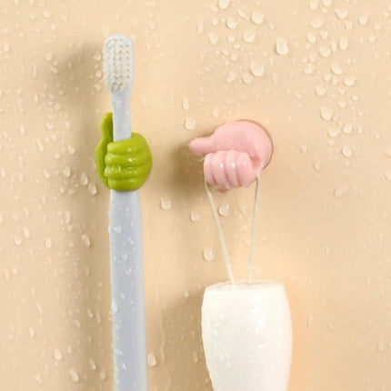 10 Pack Handy Cable Organizer Clips for Office Home and Car - Waterproof plastic hand-shaped hook holding toothbrush and soap in bathroom