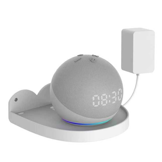 Echo Dot Wall Mount For Space Saving Cord Tidy In Kitchen Or Office showing Echo Dot on punch-free wall shelf