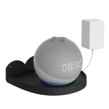Echo Dot Wall Mount For Space Saving Cord Tidy In Kitchen Or Office black punch-free mount holding Echo Dot, tidy cord