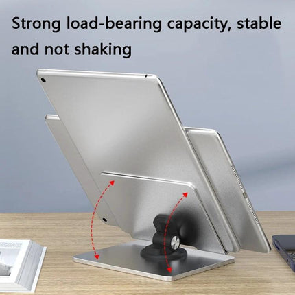 Portable Folding Bracket for Tablets and Laptops with Stable Support showing adjustable aluminum stand with silicone pads and stainless steel hinge