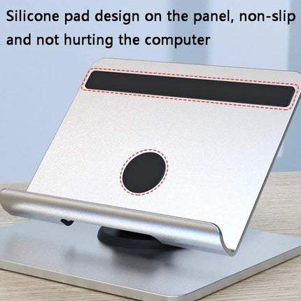 Portable Folding Bracket for Tablets and Laptops with Stable Support showing silicone pad on panel for non-slip device protection