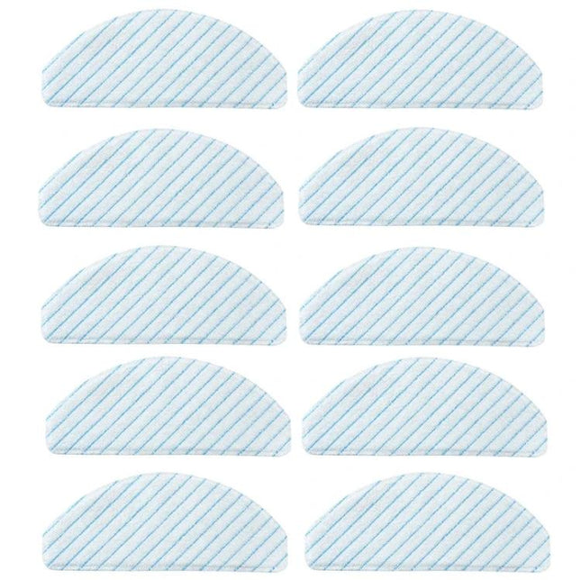Ecovacs Deebot T8 Series Rag Mop Cloths for Floor Use, 10 Pack - reusable half-moon mop pads for hard floors