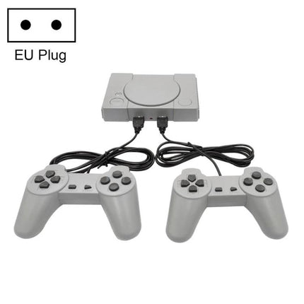 Retro 8-Bit TV Game Console with 620 Built-in Games for Two Players compact gray unit with two wired controllers and AV connection