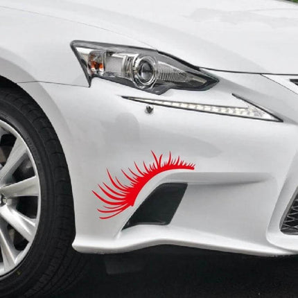 Decorative Car Eyelash Stickers for Headlights, 25x11 cm Per Pair red PVC headlight eyelash decal on white car bumper