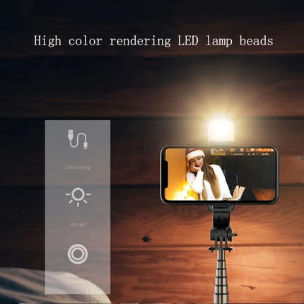 CYKE Bluetooth Selfie Stick for Travel and Daily Photos with LED light, extended monopod holding smartphone for low-light selfies