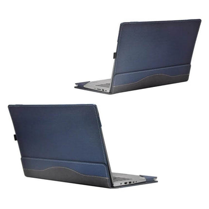 Protective PU Leather Case for HP Spectre X360 Laptops, 13.3 and 15.6 Inch Models - navy blue PU leather sleeve shown fitted on laptop