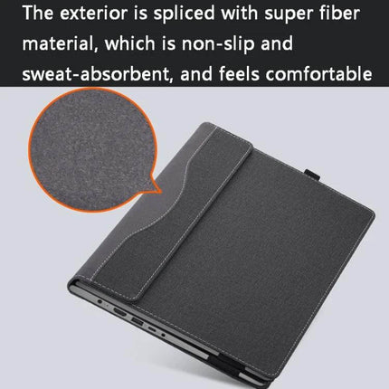 Protective PU Leather Case for HP Spectre X360 Laptops, 13.3 and 15.6 Inch Models - black textured non-slip PU sleeve with secure flap and breathable design