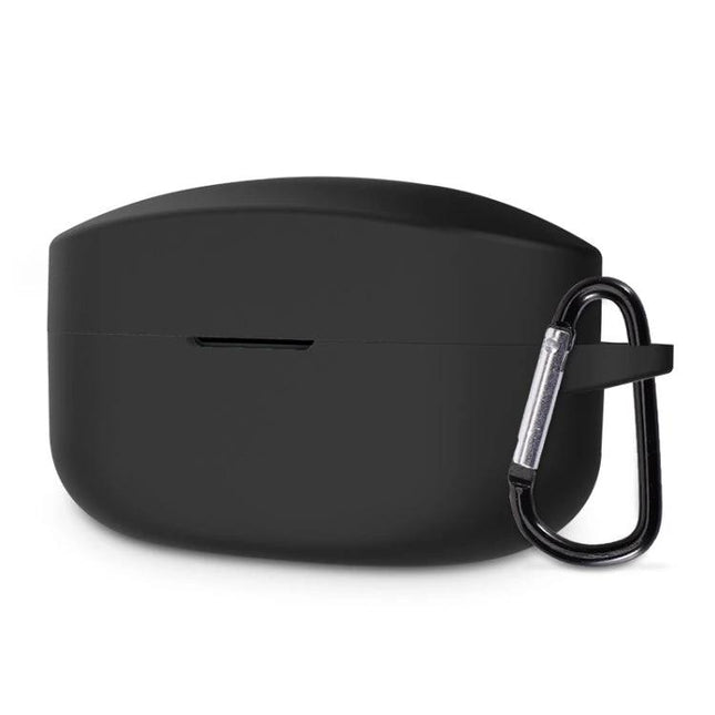 Silicone Case Keeps Everyday Earphones Safe and Handy — black flip silicone earphone case with carabiner