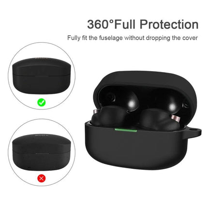 Silicone Case Keeps Everyday Earphones Safe and Handy - black flip silicone earbud case showing 360° full protection, easy open/close, tangle-free storage