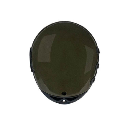 Compact GPS Locator and Compass for Outdoor Navigation and Climbing shown front view helmet-style green casing with buttons and mounting hole
