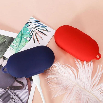 Silicone Case with Hook for Earbuds in Daily Activities - red and navy soft silicone protective cases with attachment hook