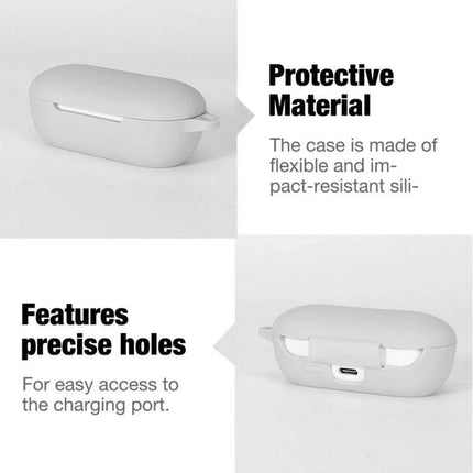 Silicone Case with Hook for Earbuds in Daily Activities showing soft protective silicone, precise charging port cutout and attachment hook