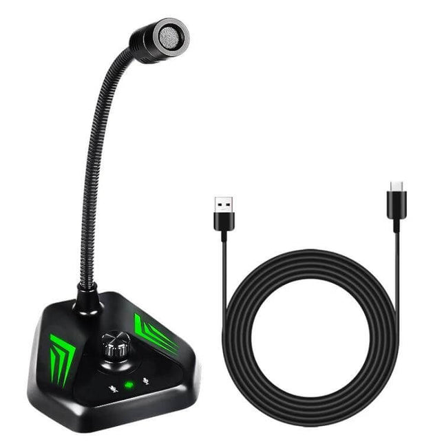 Gooseneck Condenser Microphone for Desktop Computers with USB Interface on adjustable 360-degree stand for clear voice in meetings and recordings