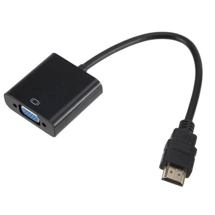 HD 1080P HDMI to VGA Converter for Monitors and Projectors - compact black adapter connecting HDMI source to VGA monitor for presentations, gaming, and media